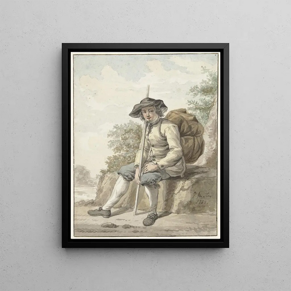 Jacob van Strij - Zittende man met een knapzak en een stok.webp