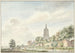 Uitzicht op Asperen met de stadsmuren en de toren - Jacobus Versteegen — weergave van het kunstwerk