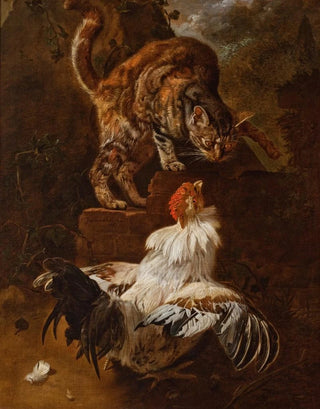 Jacobus Victors - Fight of a Cock and a Cat.webp