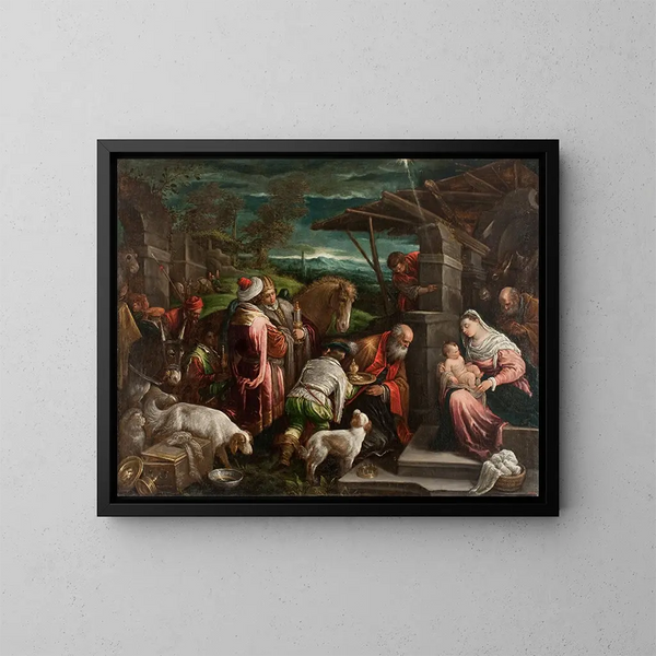 Adoration of the Magi - Jacopo Bassano — framed artwork on a wall