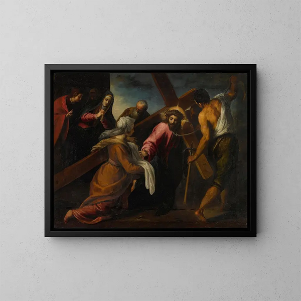 Christ on the Way to Calvary - Jacopo Palma the Elder — framed artwork on a wall