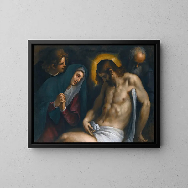 The Deposition - Jacopo Palma the Elder — framed artwork on a wall