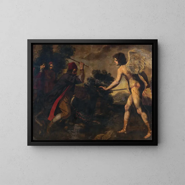 The Prophet Balaam and the Donkey - Jacopo Vignali — framed artwork on a wall