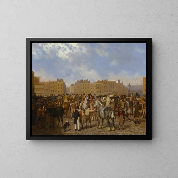 Old Smithfield Market - Jacques-Laurent Agasse — framed artwork on a wall