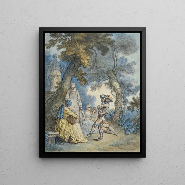 Harlequin or The Dance - Jacques-Philippe Caresme — framed artwork on a wall
