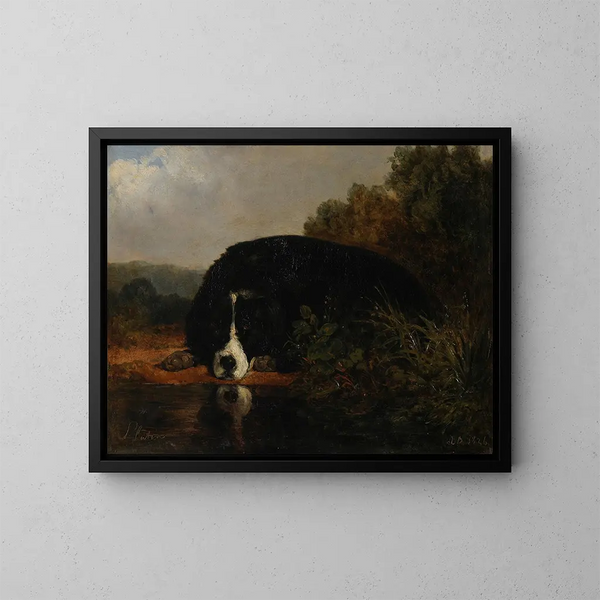 Pluton, favorite dog of the master - Jacques-Raymond Brascassat — framed artwork on a wall