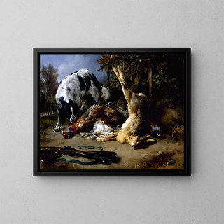 JacquesRaymond Brascassat - Spaniel with a Still Life of Dead Game.webp