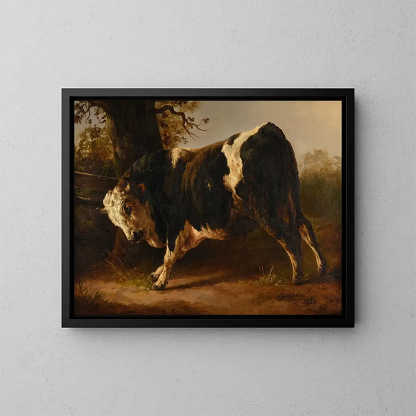 Angry Bull - Jacques-Raymond Brascassat — framed artwork on a wall