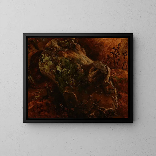 Tronc d'arbre coupé avec ses racines - Jacques-Raymond Brascassat — framed artwork on a wall