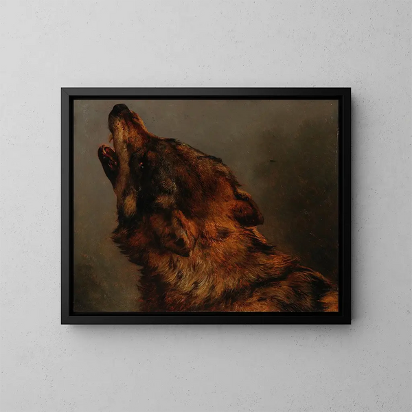 Head of the Wolf - Jacques-Raymond Brascassat — framed artwork on a wall