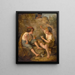 van Twee jongens die kaarten spelen, bekeken door een leraar achter de stenen muur - Jacques Alfred van Muyden — ingelijst kunstwerk aan de muur