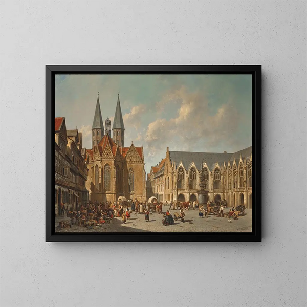 The Market Square of Brunswick - Jacques François Carabain — framed artwork on a wall