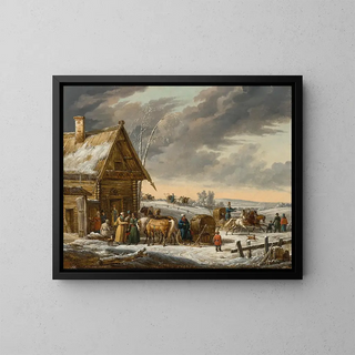 Russische winterlandschap - Jacques François Joseph Swebach-Desfontaines — ingelijst kunstwerk aan de muur