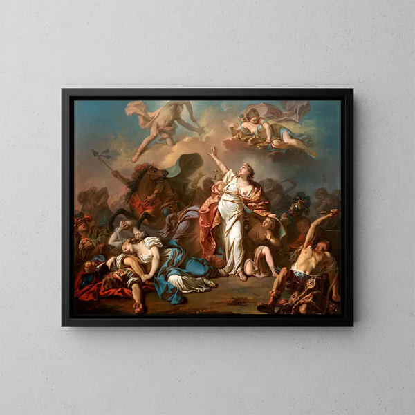 Apollon et Diane attaquant les enfants de Niobé - Jacques Louis David — framed artwork on a wall