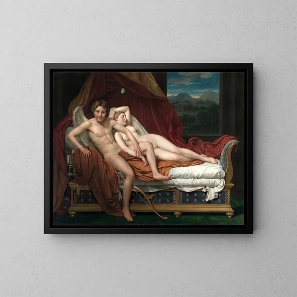 Cupid and Psyche - Jacques Louis David — framed artwork on a wall