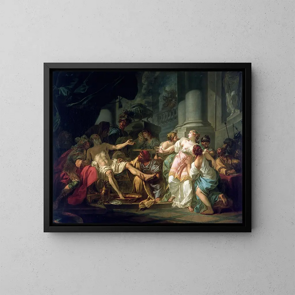 The Death of Seneca - Jacques Louis David — framed artwork on a wall