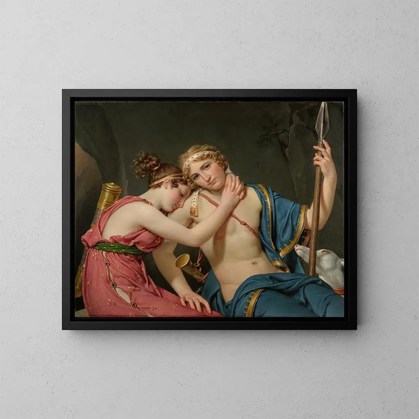 The Departure of Telemachus and Eucharis - Jacques Louis David — framed artwork on a wall