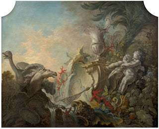 van Les cupidons chassent une autruche - Jacques de La Joue — weergave van het kunstwerk