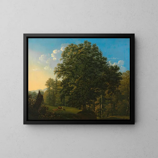 Landscape Painting with Khen Grazing - Jakob Alt — framed artwork on a wall
