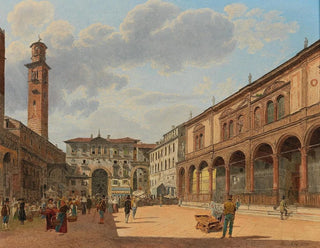 van het uitzicht op Piazza delle Erbe in Verona - Jakob Alt — weergave van het kunstwerk