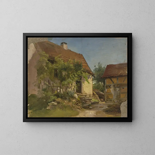 Ferme - Jakob Becker — ingelijst kunstwerk aan de muur