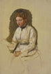 Jonge vrouw in witte blouse - Jakob Becker — weergave van het kunstwerk