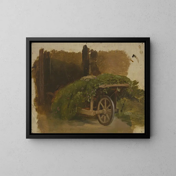 Chariots chargés de foin - Jakob Becker — framed artwork on a wall