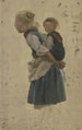 Klein boerenmeisje met een ander op de rug - Jakob Becker — weergave van het kunstwerk