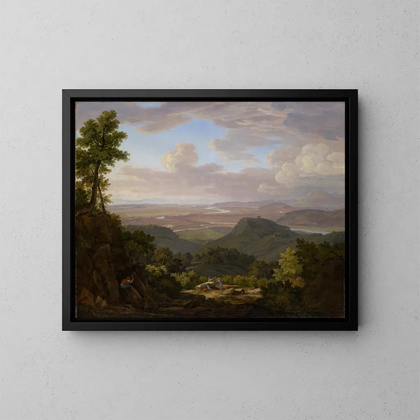 Vue de la carrière de Muttenz vers Bâle et les plaines du Rhin - Jakob Christoph Miville — framed artwork on a wall