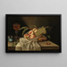 van een fruitmand, een glas wijn en een doek op een tafel - Jakob Samuel Beck — ingelijst kunstwerk aan de muur