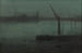 Blauwe en zilveren Nachtlandschap schilderij, Battersea Reach - James Abbott McNeill Whistler — weergave van het kunstwerk
