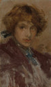 Studie van hoofd en schouders van een jonge vrouw - James Abbott McNeill Whistler — weergave van het kunstwerk