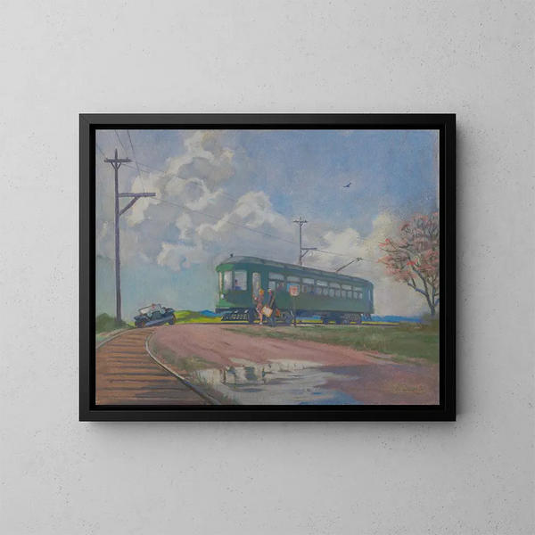 Stop intercity - James C. Kulhanek — ingelijst kunstwerk aan de muur