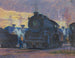 van het schemerlicht van de stoom bij het Lindale-depot - James C. Kulhanek — weergave van het kunstwerk