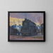 van het schemerlicht van de stoom bij het Lindale-depot - James C. Kulhanek — ingelijst kunstwerk aan de muur