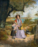 Moeder en kind bij een hek met Culver Cliff en het eiland Wight op de achtergrond - James Collinson — weergave van het kunstwerk