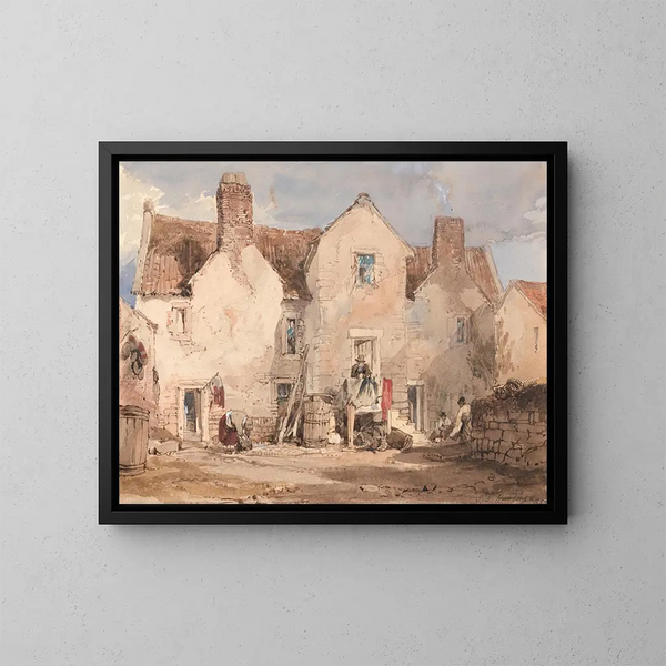 Fishermen's Houses in Sculcoates near Hull, Yorkshire - James Duffield Harding — framed artwork on a wall