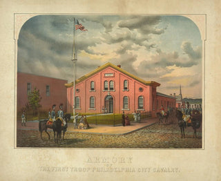 Wapenatelier van het Eerste Regiment van de Stadscavalerie van Philadelphia - James Fuller Queen — weergave van het kunstwerk