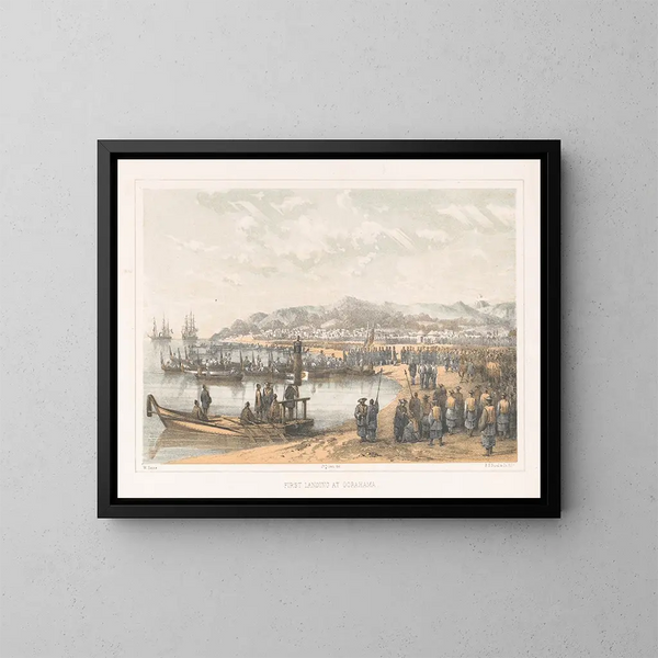 Première arrivée à Gorahama - James Fuller Queen — framed artwork on a wall