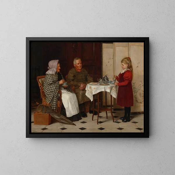 L'heure du thé - James Hayllar — framed artwork on a wall