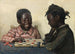 van twee kinderen die dammen spelen - James Henry Moser — weergave van het kunstwerk