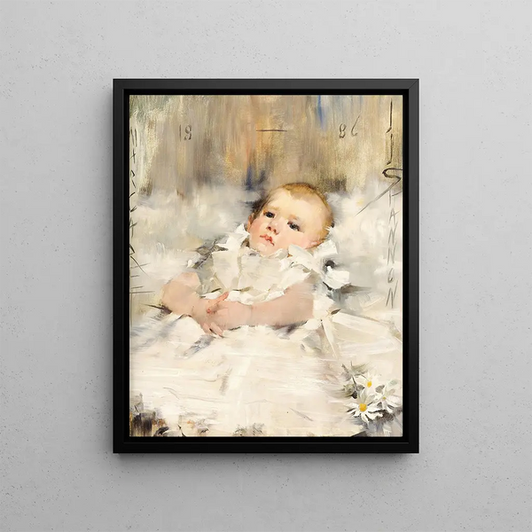 van een baby in een volantjurk - James Jebusa Shannon — ingelijst kunstwerk aan de muur