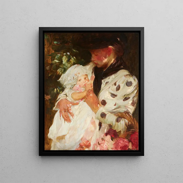 Het meisje met de bloemen - James Jebusa Shannon — ingelijst kunstwerk aan de muur