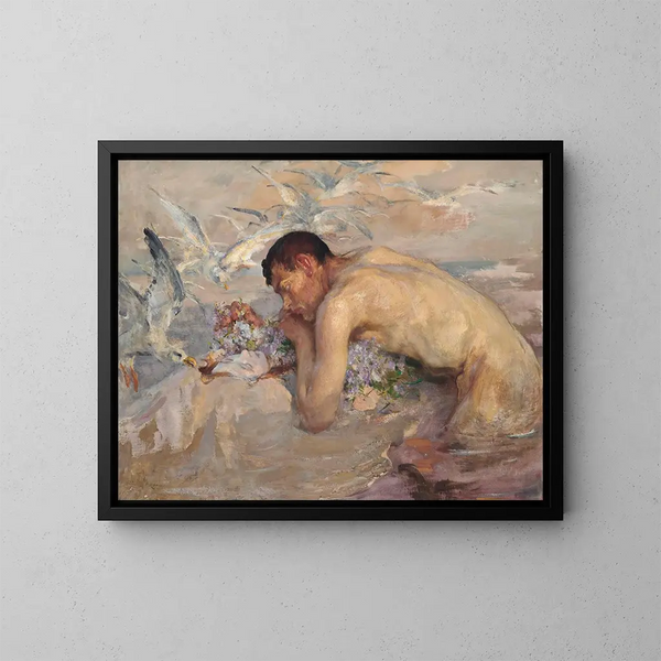 De Triton en het Meisje - James Jebusa Shannon — ingelijst kunstwerk aan de muur
