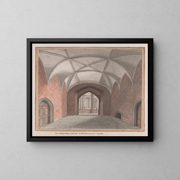 The Gatehouse of Herstmonceux Castle, East Sussex - James Lambert de Lewes — framed artwork on a wall