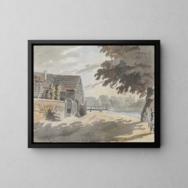 House near a bridge - James Miller — framed artwork on a wall