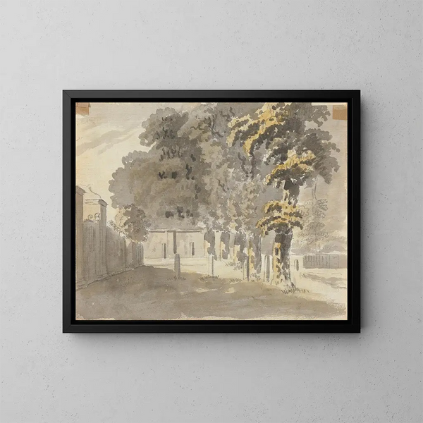 House with Trees - James Miller — framed artwork on a wall