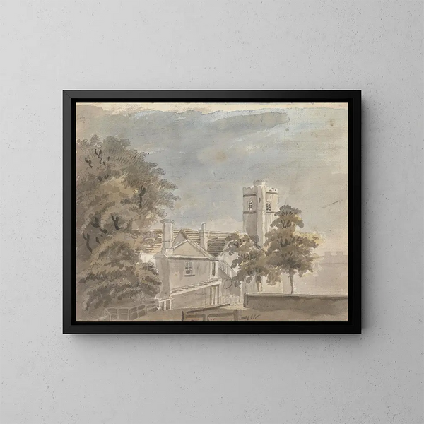 View of Buildings - James Miller — framed artwork on a wall