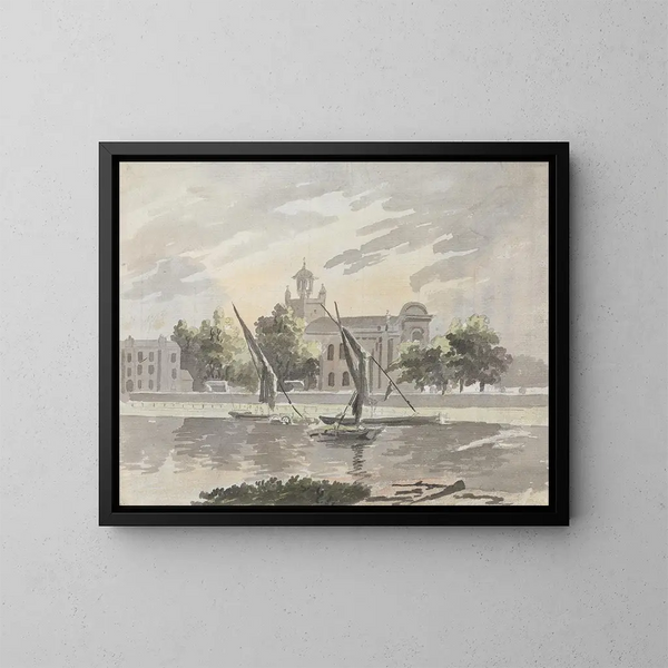 View of Isleworth Church - James Miller — framed artwork on a wall