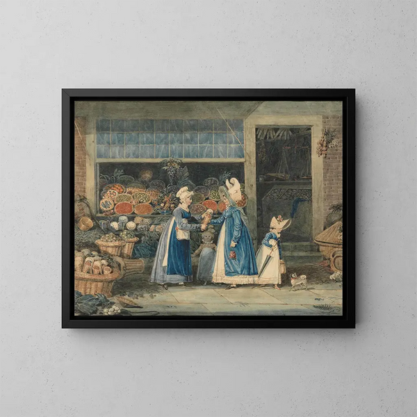 The vegetable seller - James Pollard — framed artwork on a wall